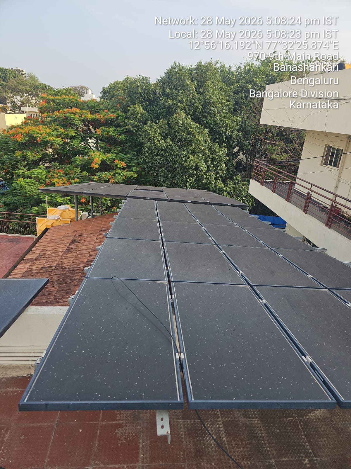 Rooftop solar panels at Infra DigiTech Banashankari facility